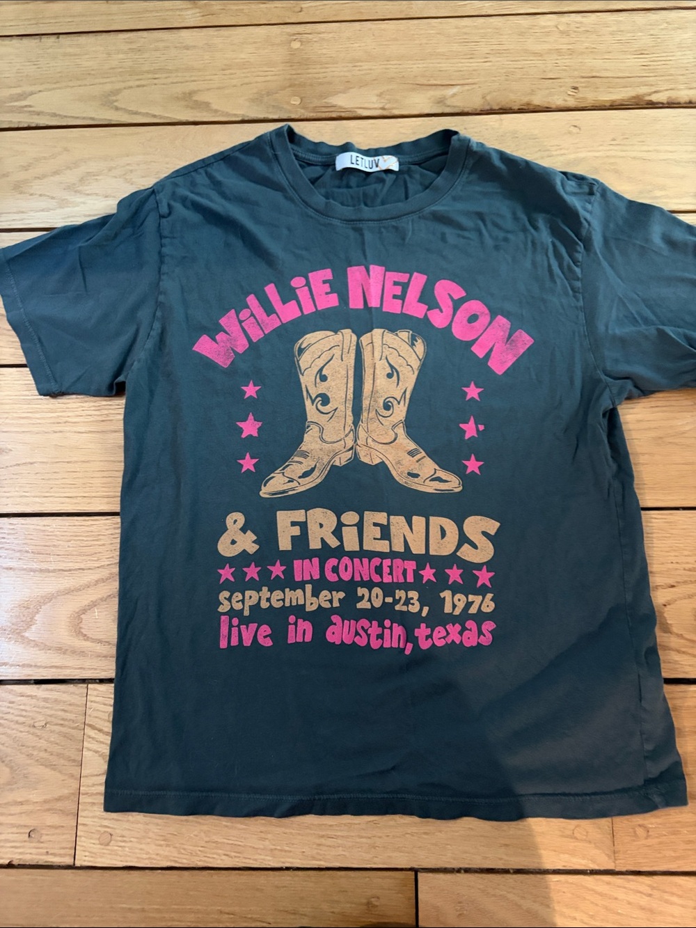 Kids Willie Nelson Graphic Tee in Dark Teal with Pink & Tan Print